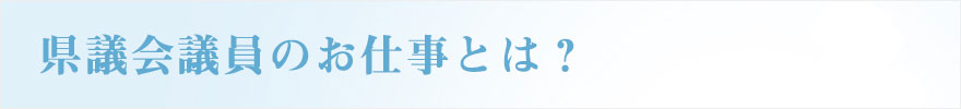 県議会議員のお仕事とは？